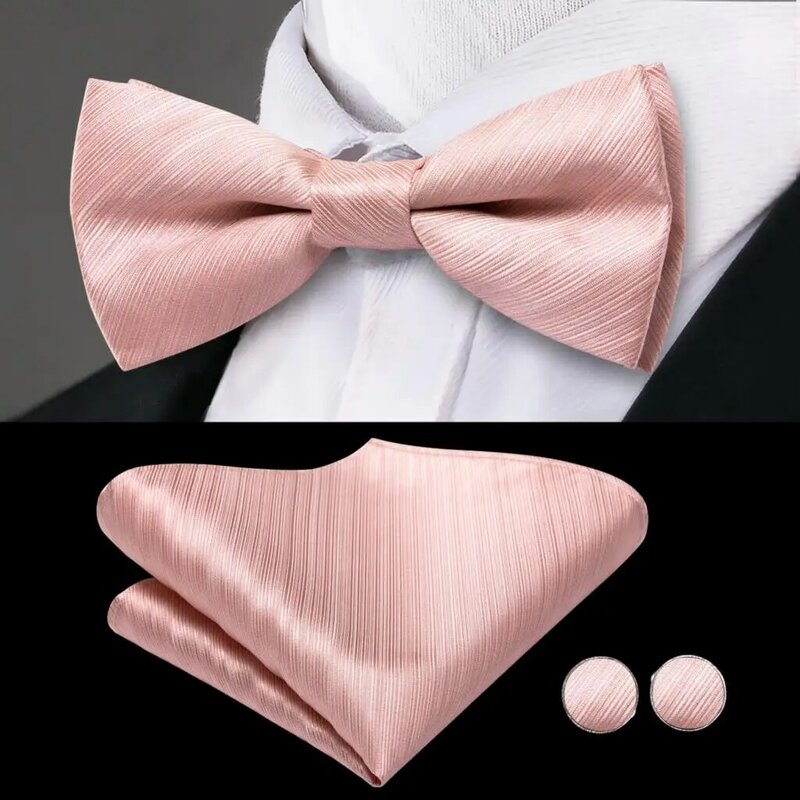 Hi-Tie luksusowy projektant, zakurzony, różowy, solidny zestaw muszki oficjalny smoking gorset elastyczny pas dla mężczyzn na wesele
