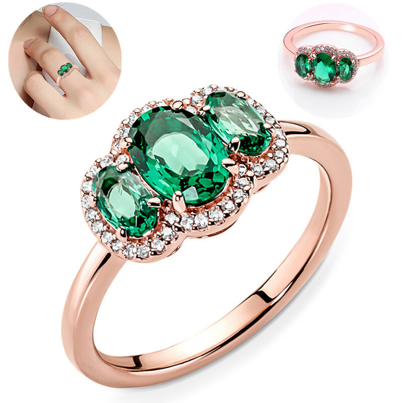 New 925 Silver Ring Rose Gold Plated Zircon Sparkling Princess Wishbone Heart Ring Women Original Pandor Fine Jewelry