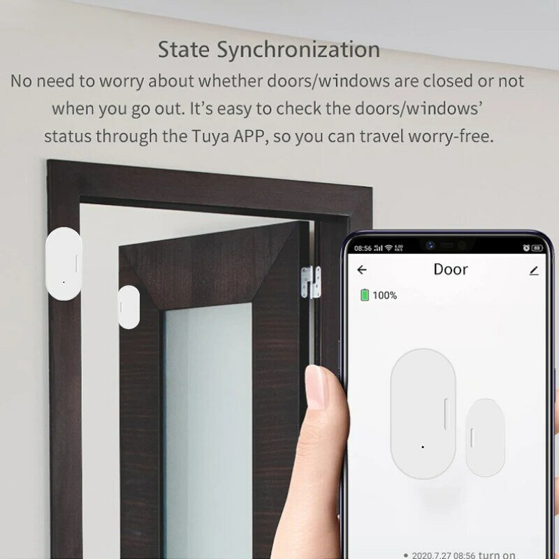 Sensor de ventana Compatible con Alexa Smart Home, Detector de puerta/ventana de lana inalámbrico, seguridad para el hogar inteligente