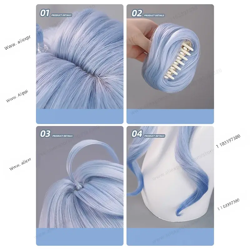 High Quality Lantern Rite Ganyu Cosplay Wig 65cm Long Blue Gradient Wig Anime Hair Heat Resistant Synthetic Wigs