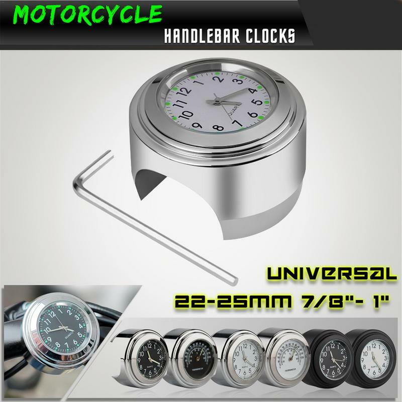 Orologio da manubrio per bicicletta orologio impermeabile accurato misuratore di temperatura Glow in The Dark per forniture per moto adatto a 22-25.4mm