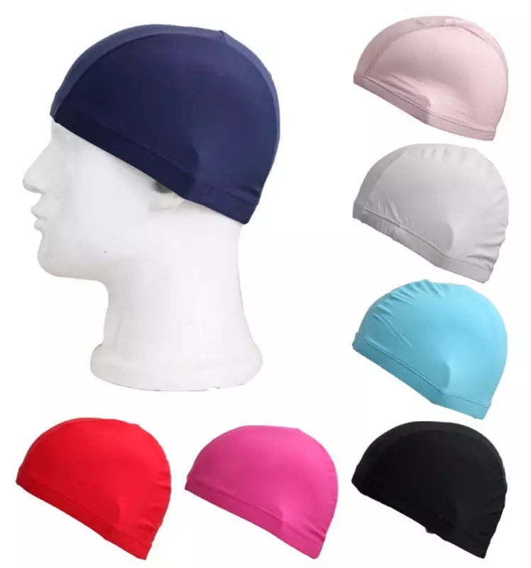 남성 여성용 프리 사이즈 수영 모자, 탄성 나일론 귀 보호 긴 머리 수영장 모자 초박형 입욕 모자