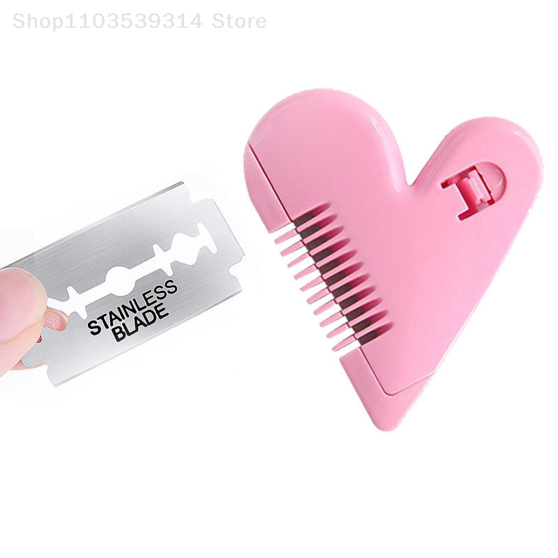 Pencukur rambut Mini merah muda sisir pemotong rambut bentuk hati cinta