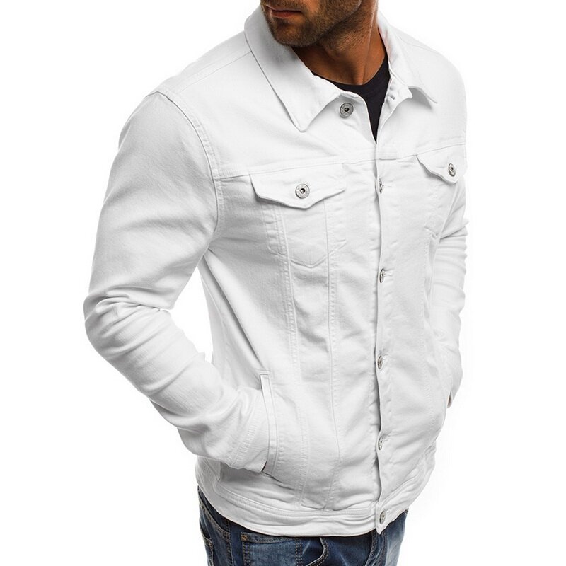 Men's denim jacket slim fit down jacket coat autumn retro classic washed denim jacket men's washed denim jacket