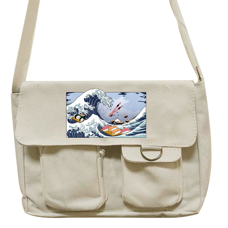 Женские Простые сумки через плечо, кошелек, повседневная женская холщовая диагональная школьная сумка через плечо, сумка из серии волн