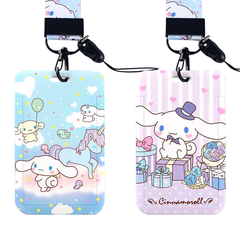 W Sanrio Hello Kitty porta carte Anime figure Kuromi Cinnamoroll My Melody Cute Bank ID Card zainetto decorazione regalo