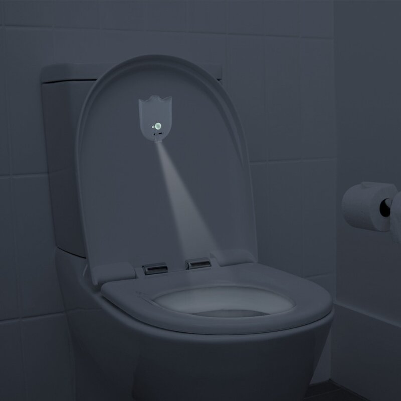 Projeção de luz LED para banheiro, luz noturna, assentos sanitários dos desenhos animados, sensor de movimento humano, luz alvo, abs