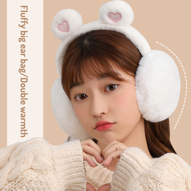 1Pc Cartoon Plush Bear Earmuffs Soft Earcap Foldable Winter Ear Cover Earflap  Snail Rabbit Ear Earmuffs Girl Winter Keep Warm