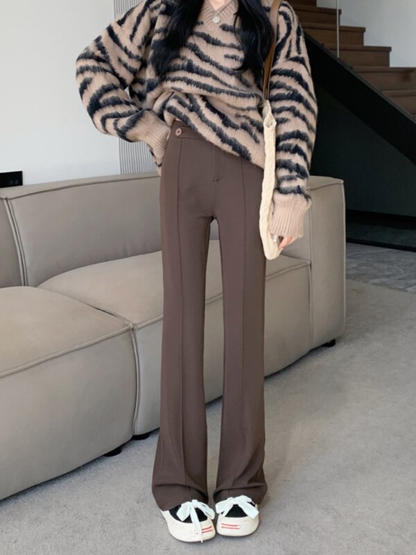 High Waist Micro Flare Pants Women's Spring Design Wide Leg Pants Draping Casual Pants Slimming Slim Floor Slim Pants