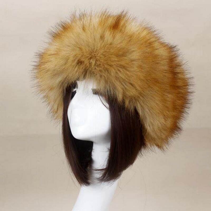Fofo Faux Fur Brimless Hat, Topo vazio, Windproof, Boné peludo, Gorros de pelúcia, Headband, Rússia Esqui ao ar livre, Inverno