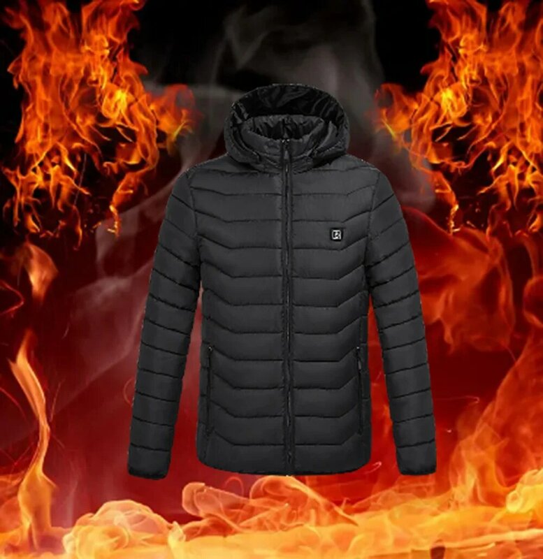 Exterior Muti-Heating Zones Jacket, totalmente dimensionado, durável, interruptor USB inteligente, temperatura ajustável, poder aquecido casaco de algodão