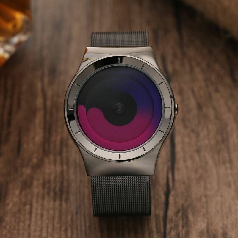 Gorben Creative Color Rotating Dial Men's Watch Especial Sem Ponteiro Design Tendência Versátil Relógio de Presente Relógio 2022 Novo QP017