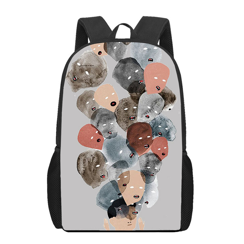 Artystyczna z charakterem drukowana plecak dla chłopców szkolna dla dziewcząt nastolatka książka dla dzieci torby na ramię 16 Cal plecak o dużej pojemności