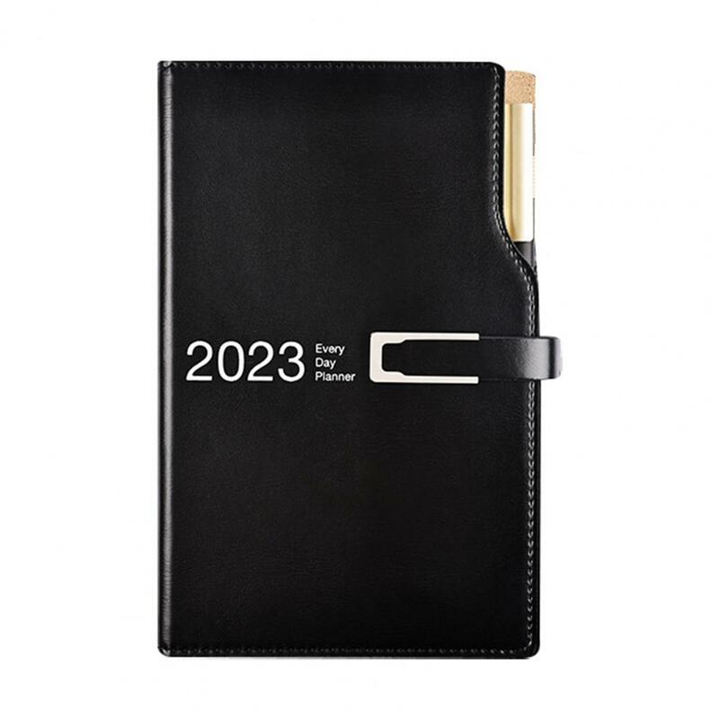 Thickened Page Pen Insertion Magnet Buckle Office Notebook 2023 A5/A6 Daily Weekly Planner 365 Days Agenda Calendar Notepad