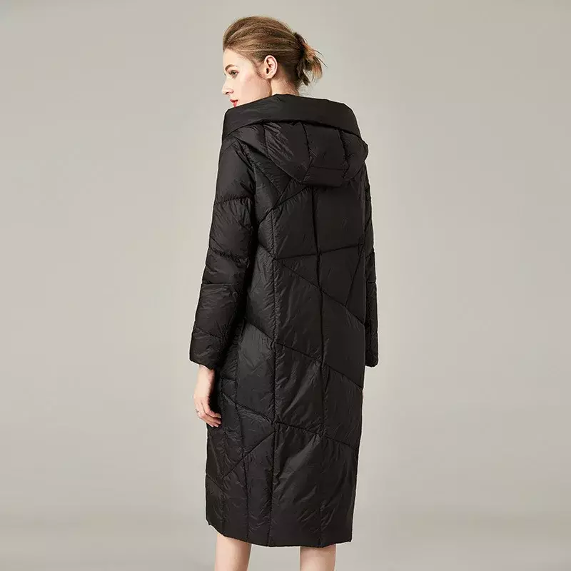 새로운 화이트 덕 후드 재킷 코트, 따뜻한 캐주얼 패딩 스키 코트 여성용 2022 겨울