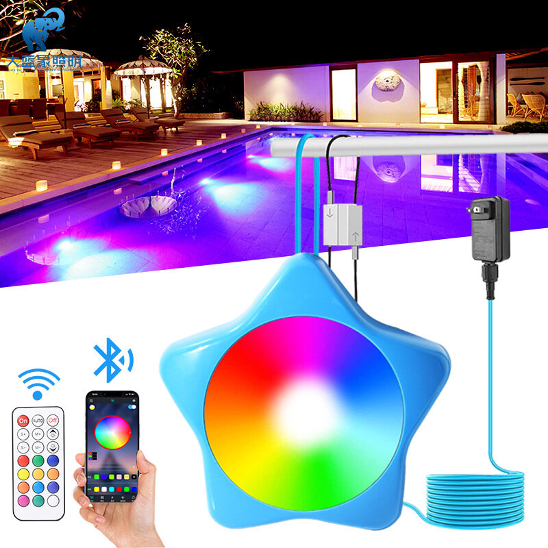 防水スイミングプールライト,磁気,中断,雰囲気,Bluetoothアプリ,7色,20W