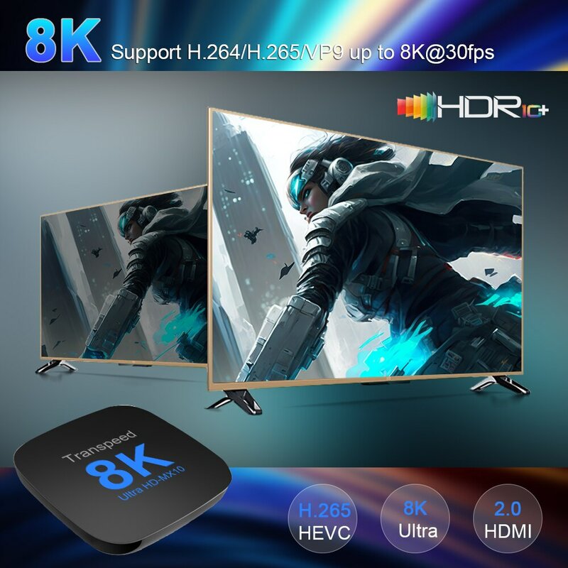 Transpeed Android 13 TV Box ATV Dual Wifi с ТВ-приложениями 8K Video BT5.0 + RK3528 4K 3D Voice Media Player Set Top Box