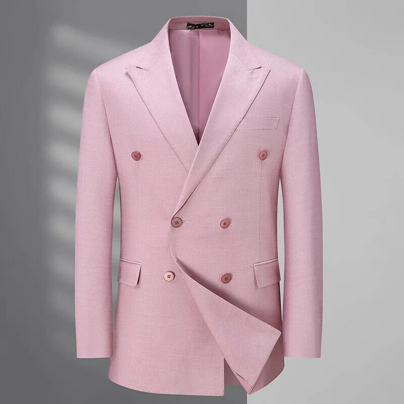 Jaqueta de terno fino listrado masculino, trespassado para lazer, 91 ternos, Código Europeu, 5836
