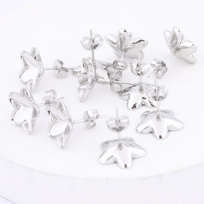 10pcs Stainless Steel Flower Shape Post Earring Bezel Setting Blanks For Crystal Stones Diy Ear Studs For Jewelry Making