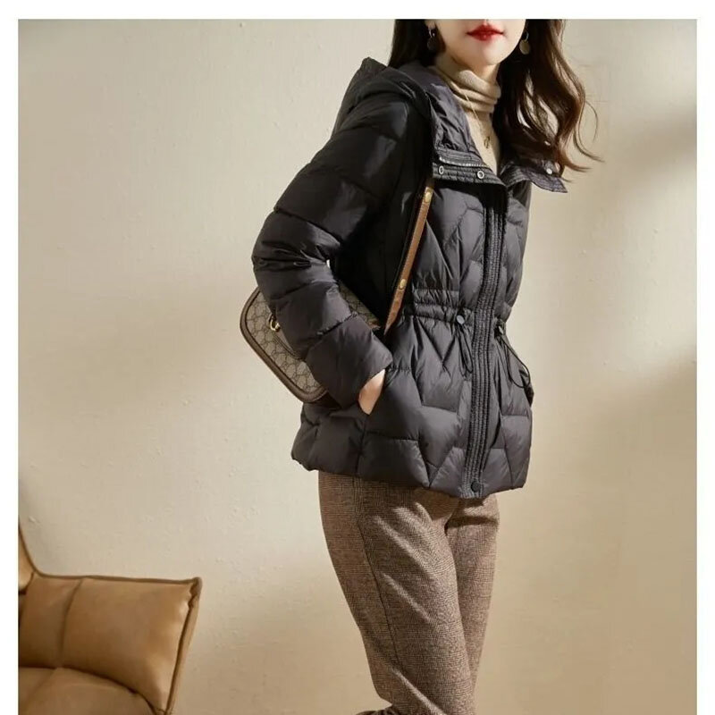 여성 다운 코튼 패딩 재킷, 허리 조커, 루즈핏 지퍼 아우터, 짧고 두껍고 따뜻한 패션, 2023 가을 겨울 신상