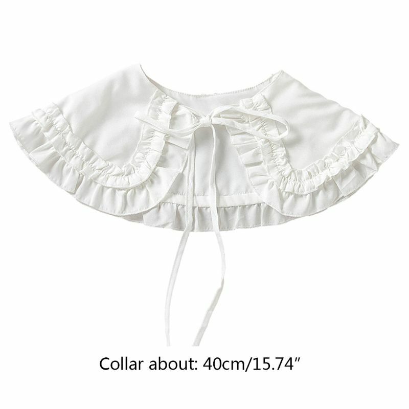 Japanese Womens for Doll Double Layer Fake Collar Shoulder Wrap Solid Color Ribbon Bowknot Shirt Drop Shipping