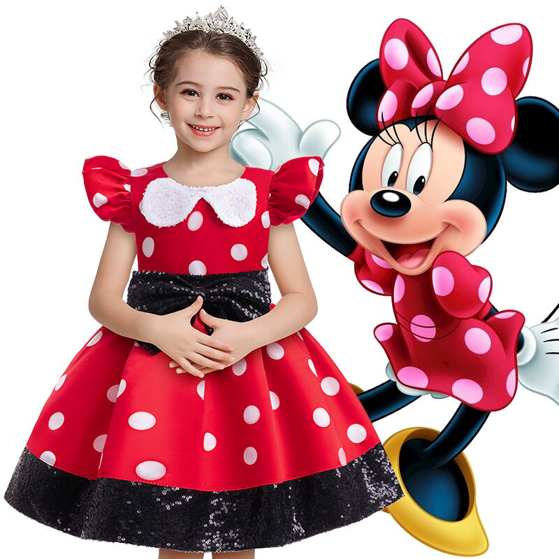 Vestido de princesa de dibujos animados para niños y niñas, disfraz de Csoplay, lentejuelas, manga corta, fiesta de cumpleaños, atuendo informal para niños de 1 a 8 años