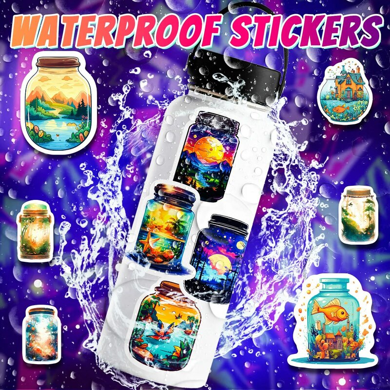 50pcs Hand-painted Colorful World in Bottle Series Graffiti Stickers Suitable for Laptop Helmet Desktop Decoration DIY Sticker