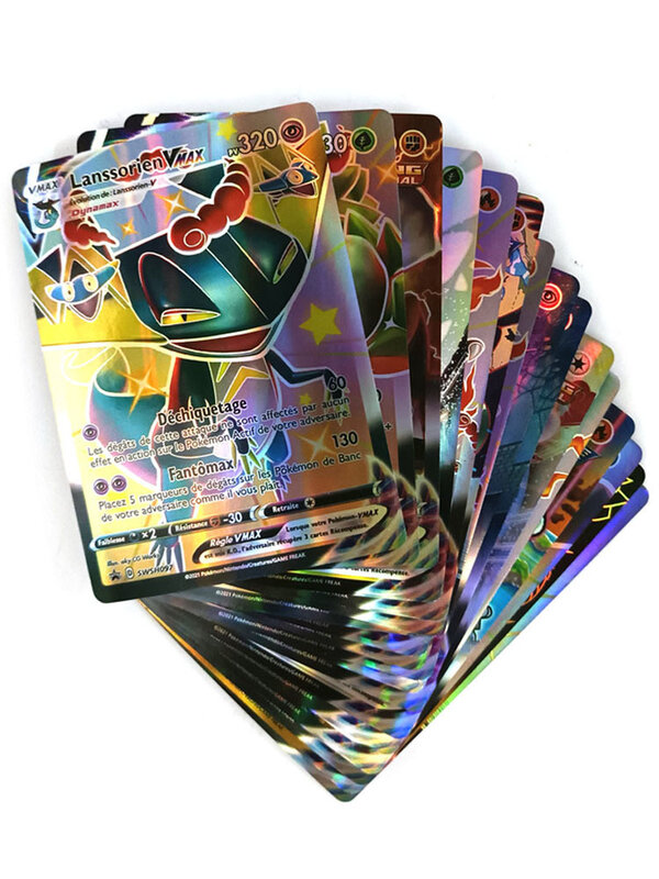 TAKARA TOMY-Pokemon brilhando cartões para crianças, GX, VMAX, V MAX, jogo de cartas, batalha, comércio, brinquedo, 50pcs