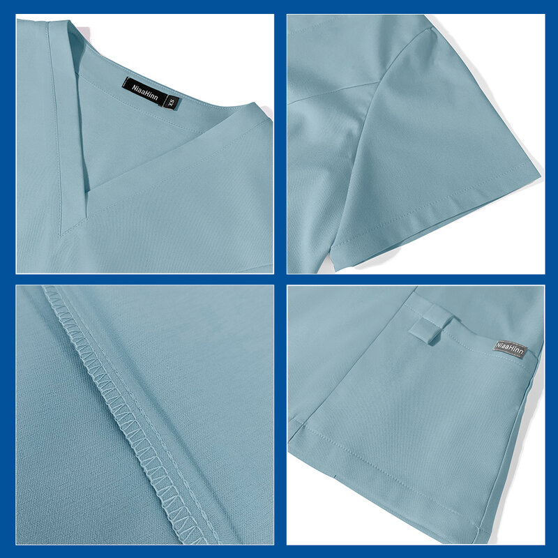 High End Elastic Soft Scrub Suit para Lady, Uniforme Hospitalar, Roupa de Trabalho Clínica, Sala de Operação, Plus Size, Ternos Médicos e Scrubs, XS-XXL
