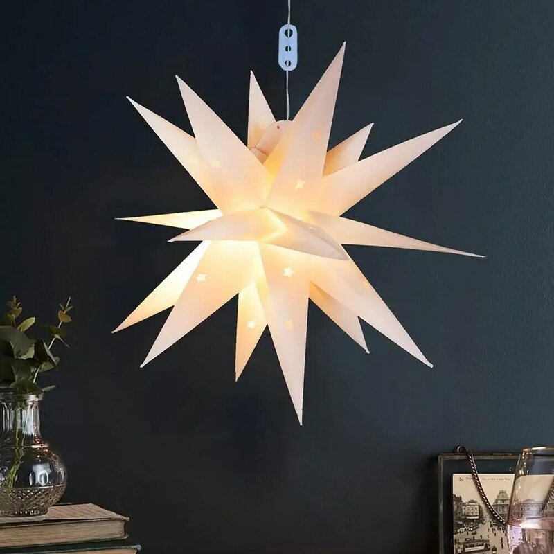 Lámpara colgante de estrella explosiva, luz de ventana, rejilla de papel, linterna de estrellas, pantalla para fiesta de Navidad, decoración colgante de jardín