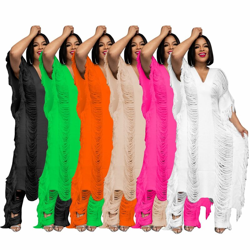 Dashiki-Conjunto de ropa africana para mujer, Top de 2 piezas con cuello en V y borlas, pantalones largos a juego, primavera y otoño, 2023