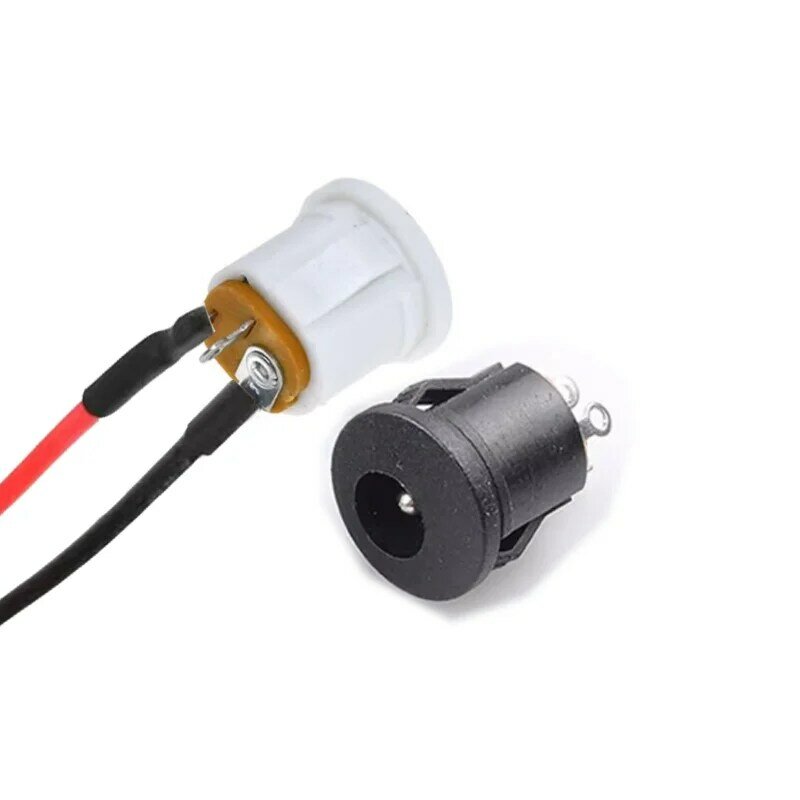 20PCS DC022K opening 12MM 5.5 x 2.1MM/5.5 x 2.5MM DC power socket bayonet Installation Charging port with 10CM cable