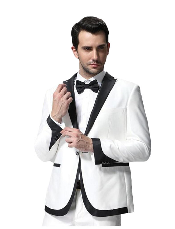 Blazer de terno Slim Fit masculino, lapela Peak, jaqueta formal de um botão, casaco de casamento comercial