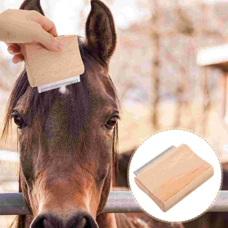 แปรงปัดขนม้าที่ทำจากไม้เครื่องโกนขนสำหรับทำความสะอาดตัวสุนัข