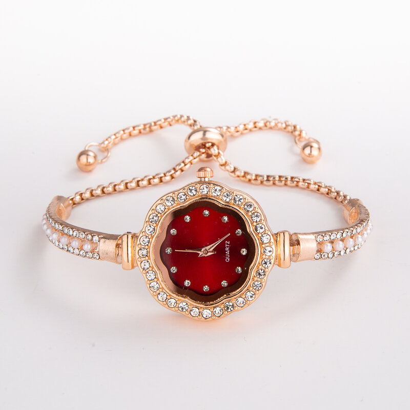 Jam tangan gelang bunga lucu untuk wanita, arloji berlian kristal Quartz wanita 2023, gratis pengiriman