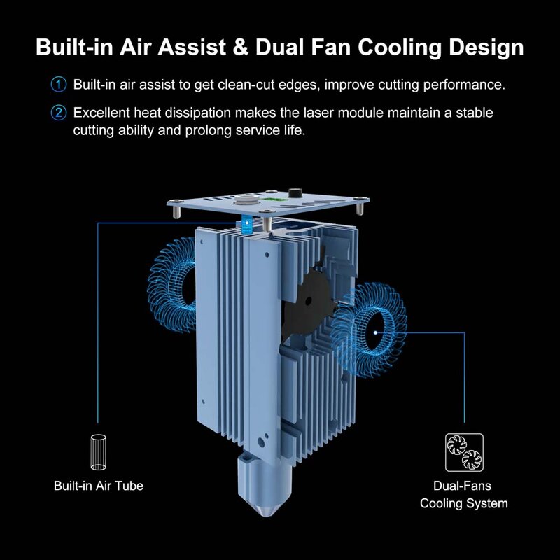 Árbol láser K30 30W módulo láser de potencia óptica con asistencia de aire TTL cabezal láser de luz azul para máquina de corte CNC herramientas de grabado