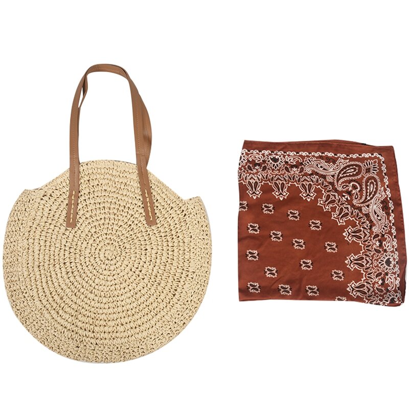 대용량 싱글 숄더 핸드 크로셰 뜨개질 가방, 라운드 빨대, 해변 가방, 신제품, 여름 소녀 가방