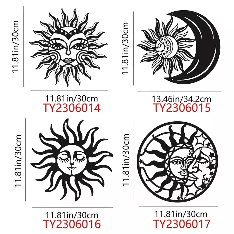 CIFBUY-Decoração de Metal Sol e Lua, Arte Montada na Parede, Escultura Sala, Lua e Estrelas, Decoração Suspensa