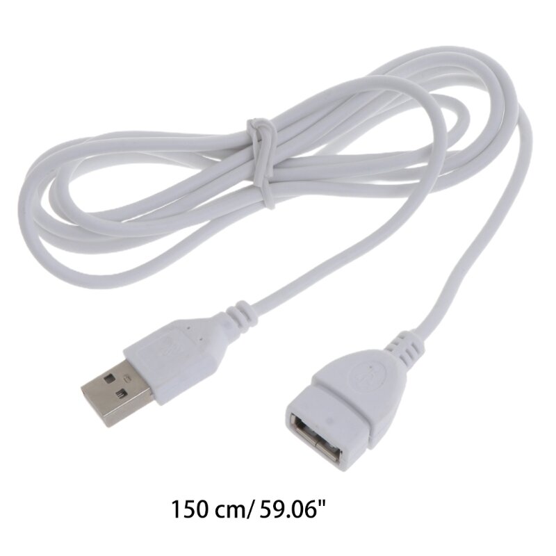 ホワイト USB 延長ケーブル エクステンダー リード A オス メス 1.5M 5ft