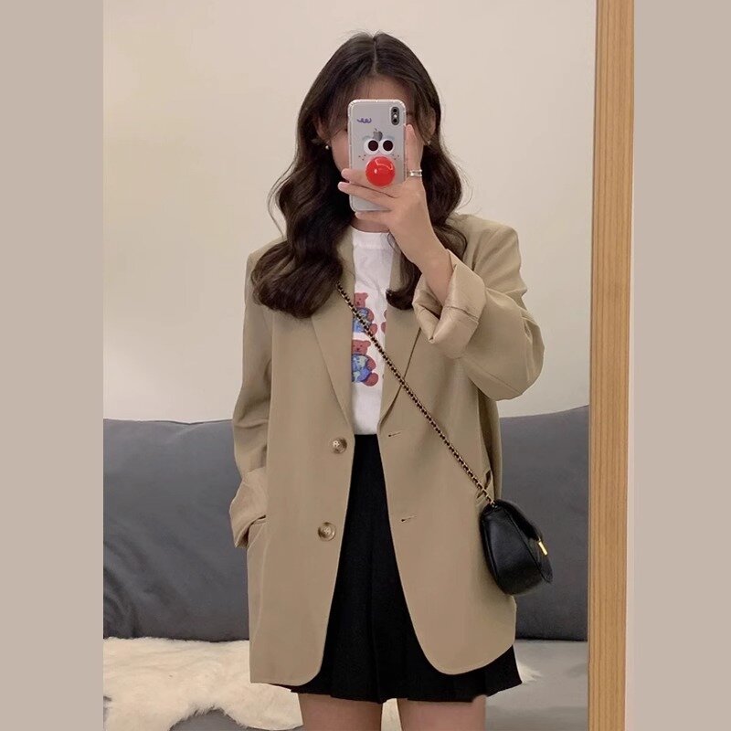 UNXX-Blazer feminino de peito único, casaco solto de manga comprida, outerwear feminino, moda coreana, nova primavera, outono, 2022