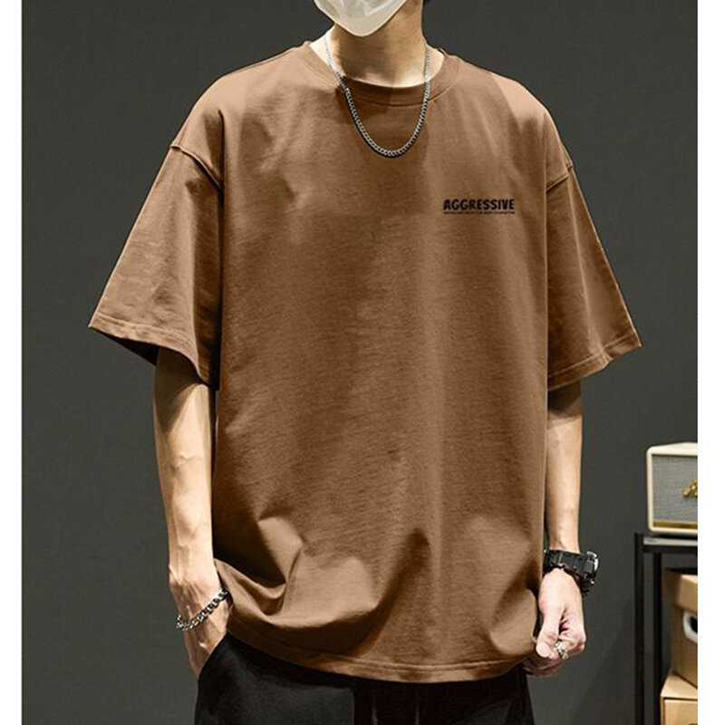 T-shirt décontracté à col rond pour hommes, pulls coréens assortis avec tout, t-shirt imprimé At, vêtements d'été à la mode, nouveau, 2024