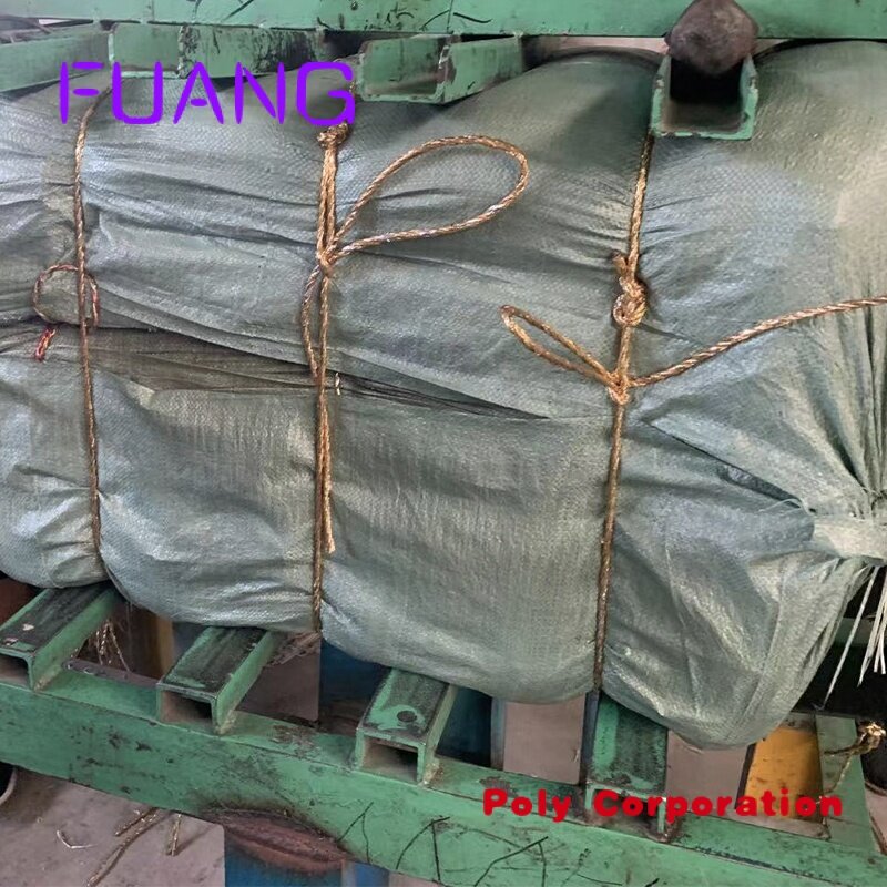 Saco de arena tejido pp para reciclaje, bolsa de basura verde pp tejida para embalaje de cáscara de arroz, más barata