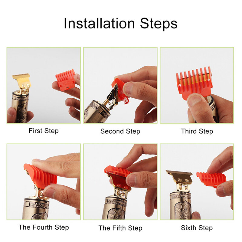 6pcs/set For T9 Professional Hair Clipper Guards Comb, Hair Trimmer Cutting Guides Replacement, 1.5mm 2mm 3mm 4mm 6mm 9mm