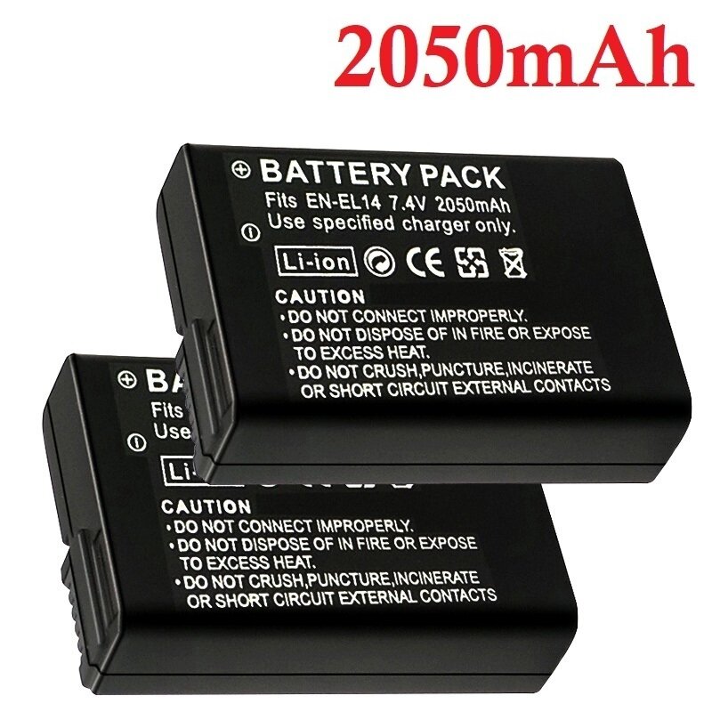 EN-EL14 Baterai Kamera EL14 EN-EL14a 2050mah untuk Nikon P7000 P7100 P7800 P7700 D3100 D3200 D3300 D3400 D3500 D5600 D5100 D5300