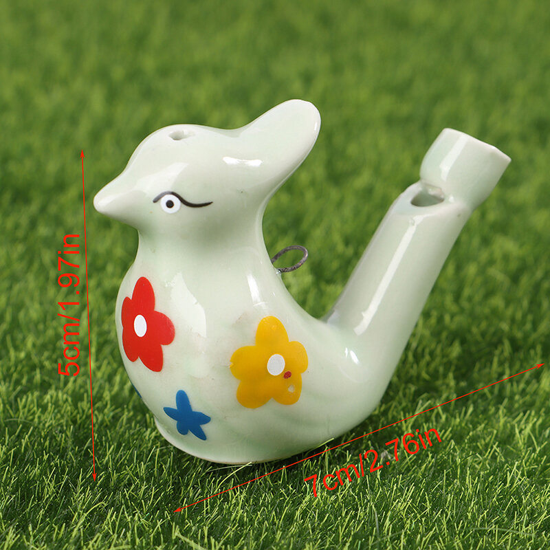 1Pc Coloured Drawing Ceramic Water Bird Whistle With Lanyard Bathtime Musical Toy for Kid Early Learning Educational Toy