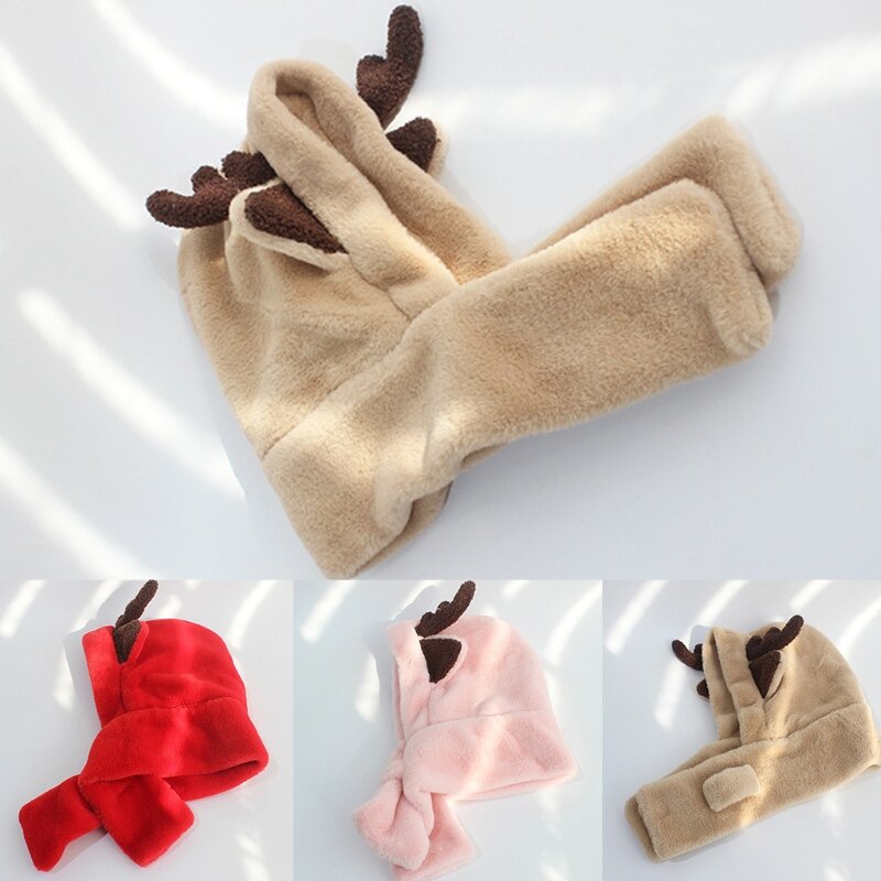 Soft Plush Feel Hat Children Winter Warm Hooded Scarf Cozy Party Costume for Head Accessories Deer Toy Party Decorations N7YD