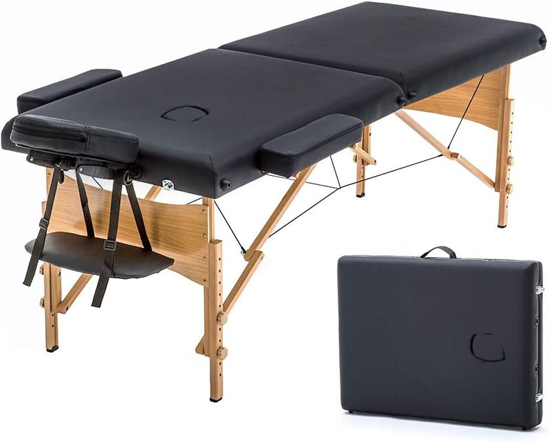 Bestmassage-ポータブル折りたたみ式フェイシャルベビーベッド、持ち運びに便利で調節可能なテーブル付きのサロンベッド、2つの折りたたみ式マッサージスパ、84インチ、28インチ