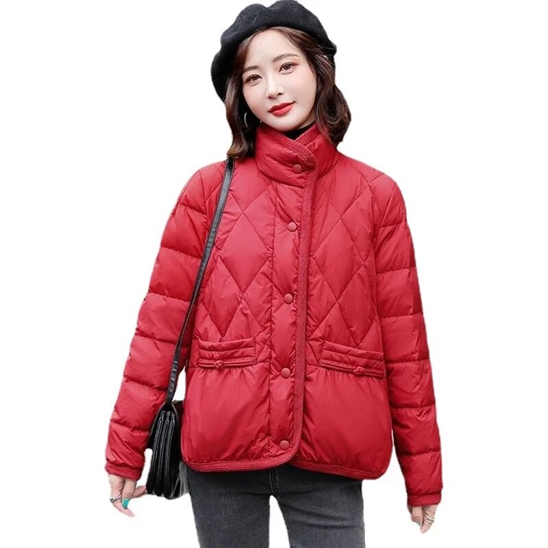 Женская легкая пуховая куртка, Повседневная теплая парка в Корейском стиле, пальто размера 5XL для осени и зимы,