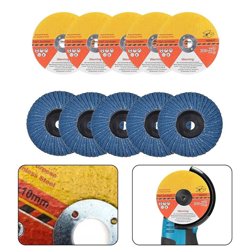 10pcs 3 Inch 75mm Flap Discs Sanding Discs Grinding Wheels Cutting Disc Circular Resin Saw Blade For Angle Grinder Abrasive Tool