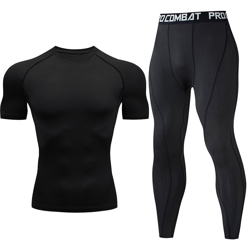 Dry Fit Men's Training Sportswear Set Gym Fitness Compression Sport Suit Jogging Tight Sports Wear Clothes Male